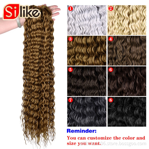 32 Inch Ocean Wave Synthetic Braiding Hair Crochet Braids  Pre-Looped Natural Black Deep Wave Crochet Hair Extensions